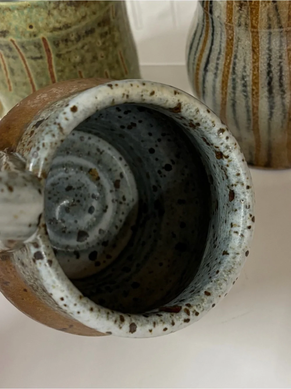 Studio Art Pottery Mug Ceramic Artist Signed Earthtone Multicolor Lot 3 Folk Art